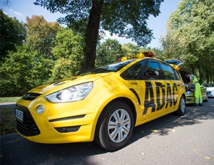 yellow ADAC car