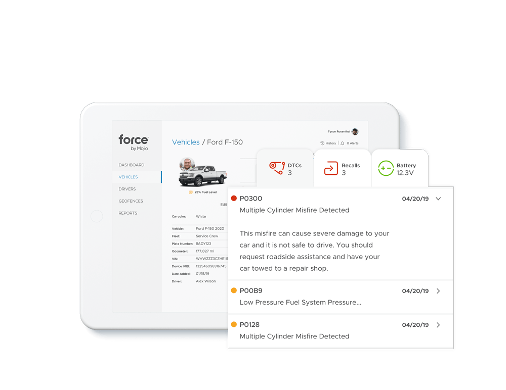 Force By Mojio Vehicle Alert Screenshots